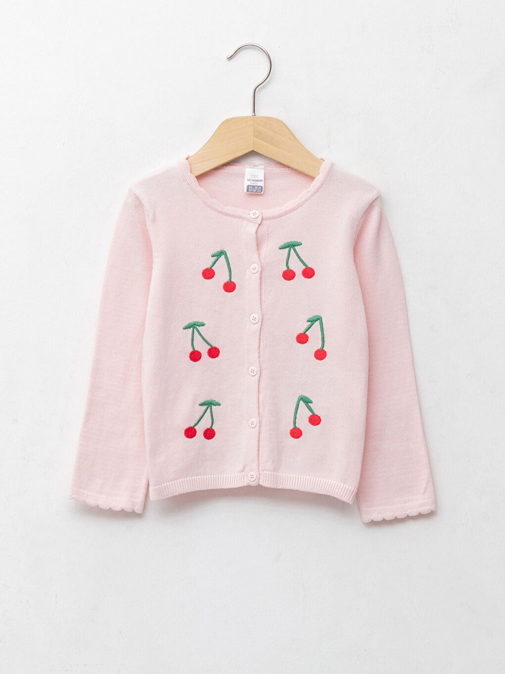 LCW baby Pembe Bisiklet Yaka Uzun Kollu Kız Bebek Triko Hırka