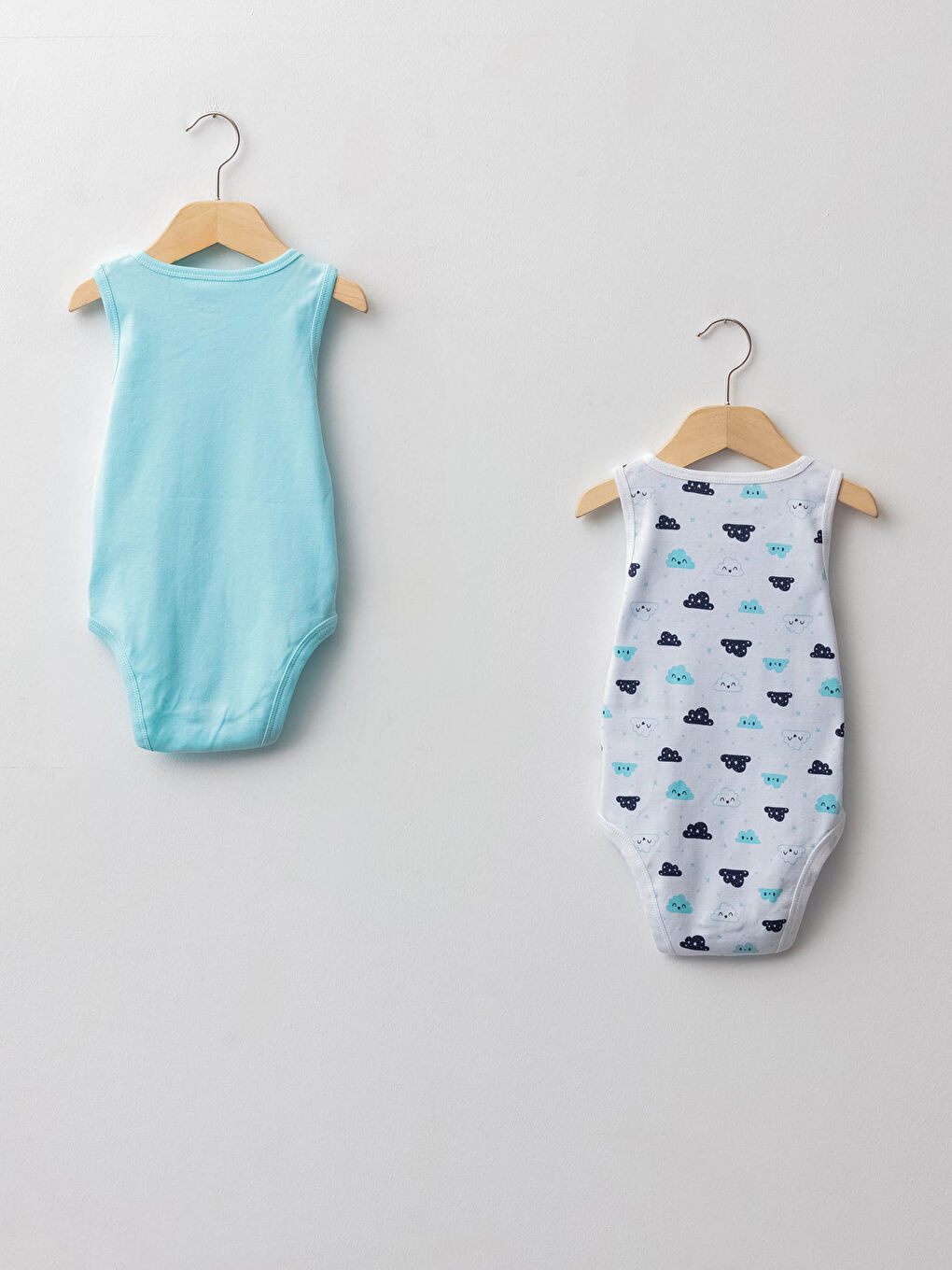 Beyaz Bisiklet Yaka Baskılı Pamuklu Erkek Bebek Çıtçıtlı Body 2'li-1