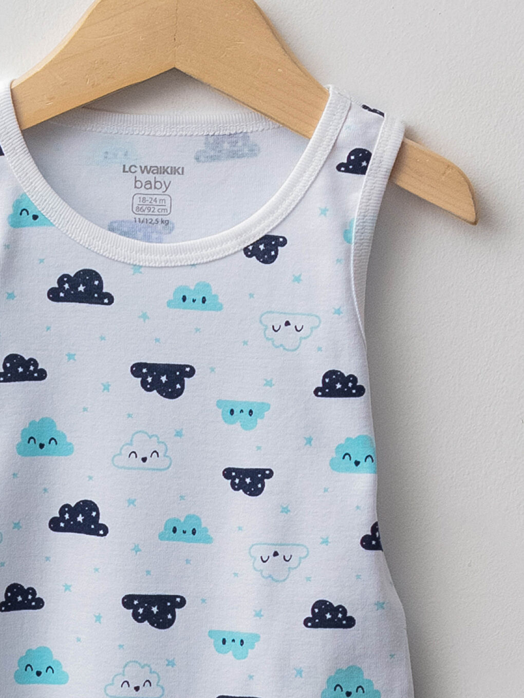 Beyaz Bisiklet Yaka Baskılı Pamuklu Erkek Bebek Çıtçıtlı Body 2'li-2