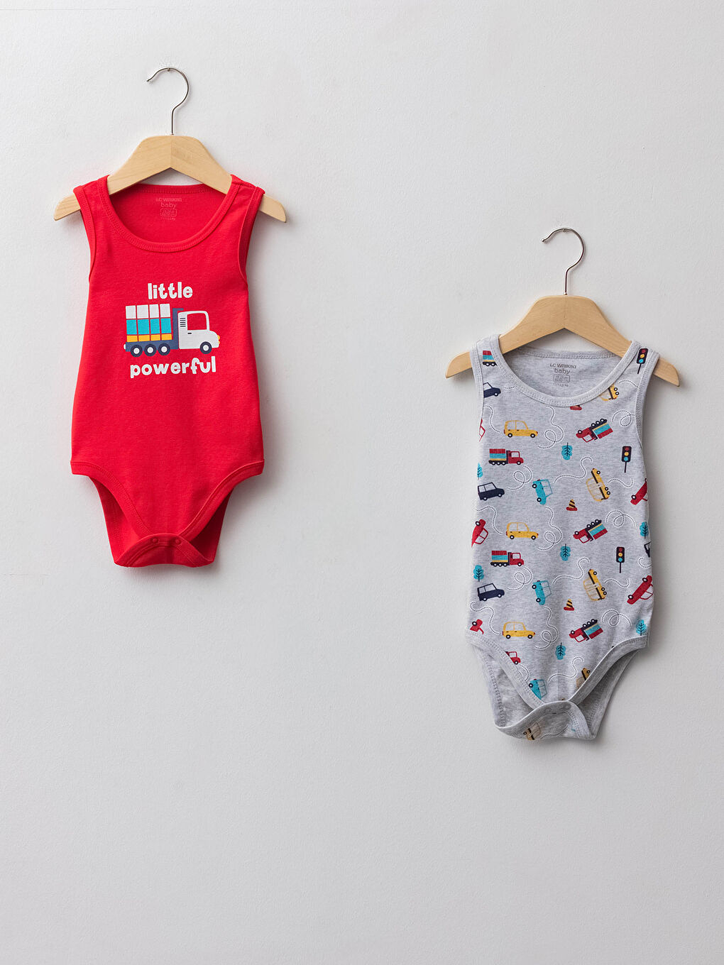 Kırmızı Bisiklet Yaka Baskılı Erkek Bebek Çıtçıtlı Bodysuit 2'li