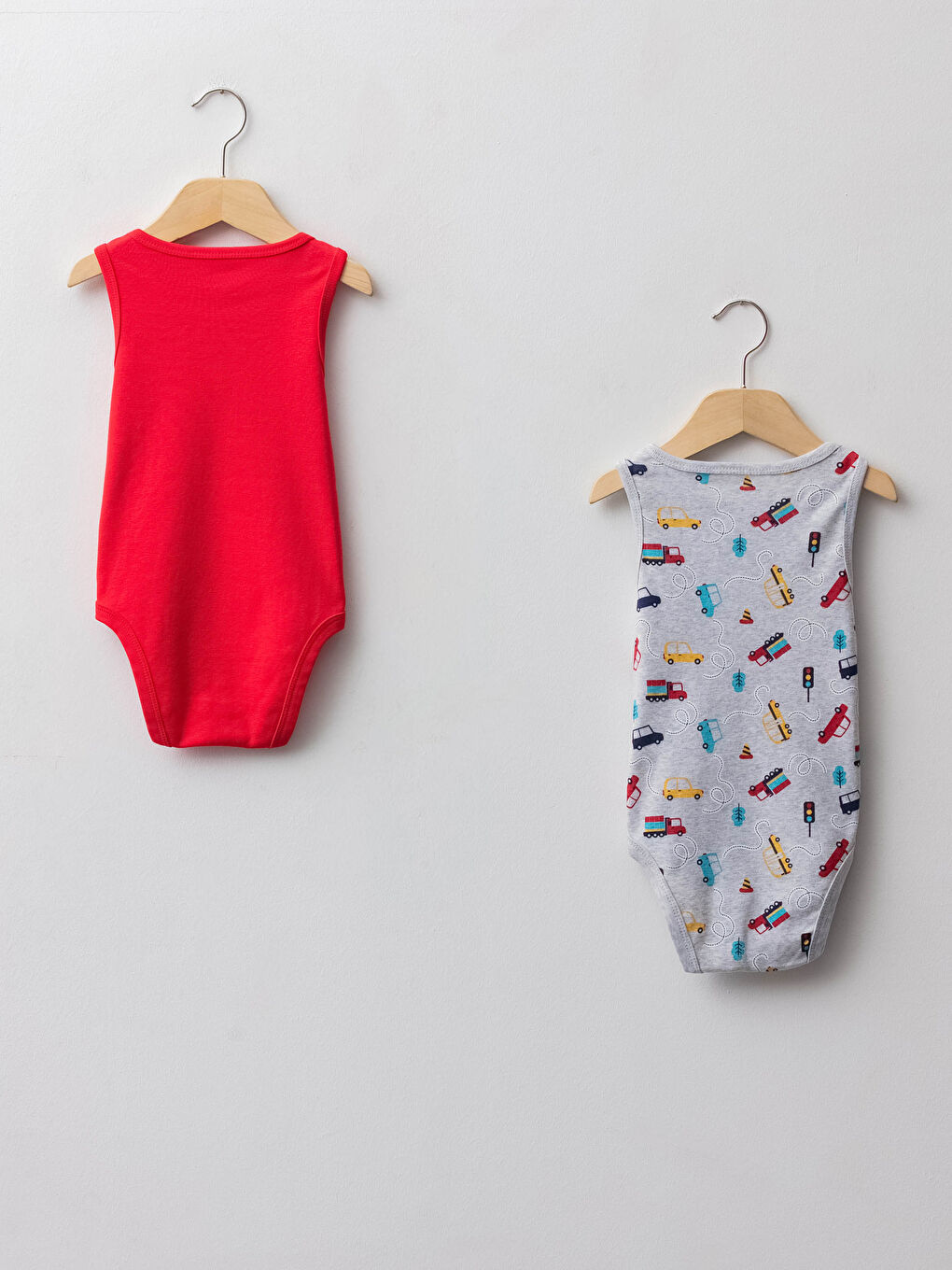 Kırmızı Bisiklet Yaka Baskılı Erkek Bebek Çıtçıtlı Bodysuit 2'li-1