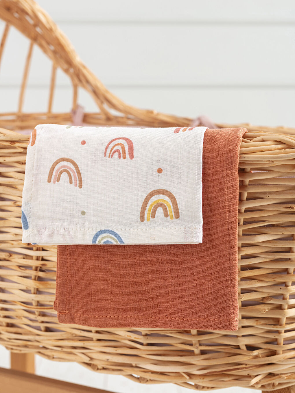 Bej Pamuklu Kız Bebek Müslin Bez 2'li 65x65 cm-1