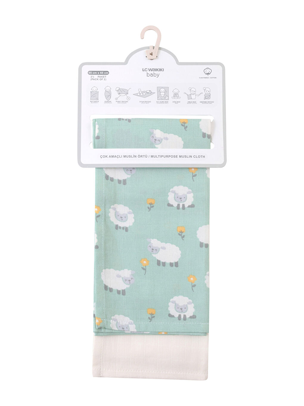 Cotton Baby Girl Muslin Diaper 2 Pack 65x65 Cm-1