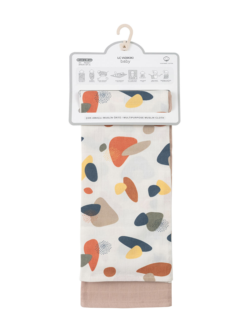 Erkek Bebek Müslin Bez 2'li 65x65 cm-3