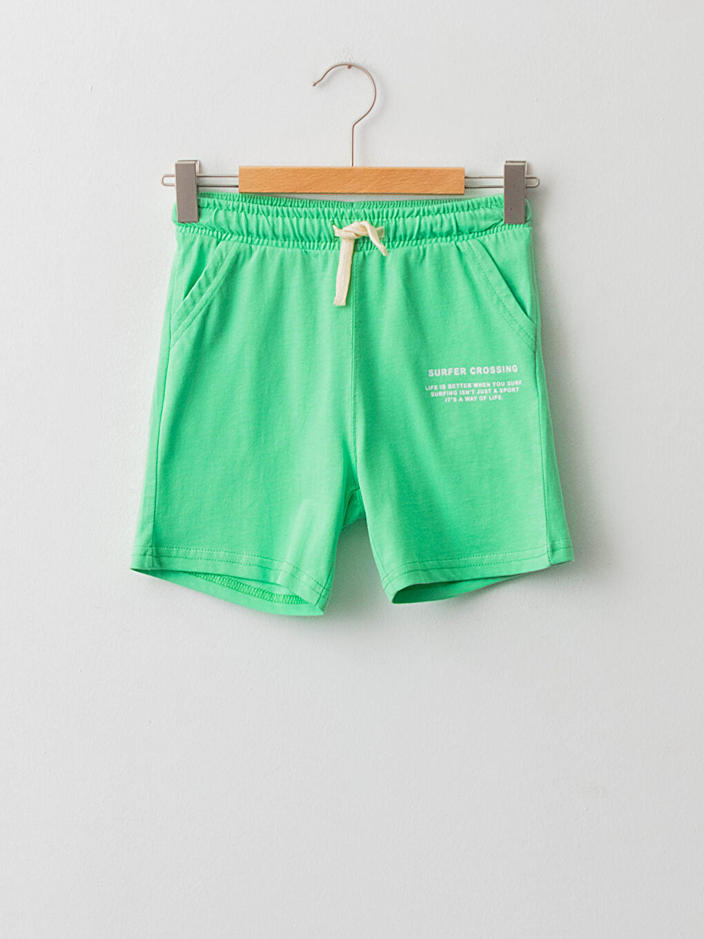 Yeşil Beli Lastikli Baskılı Erkek Çocuk Şort
