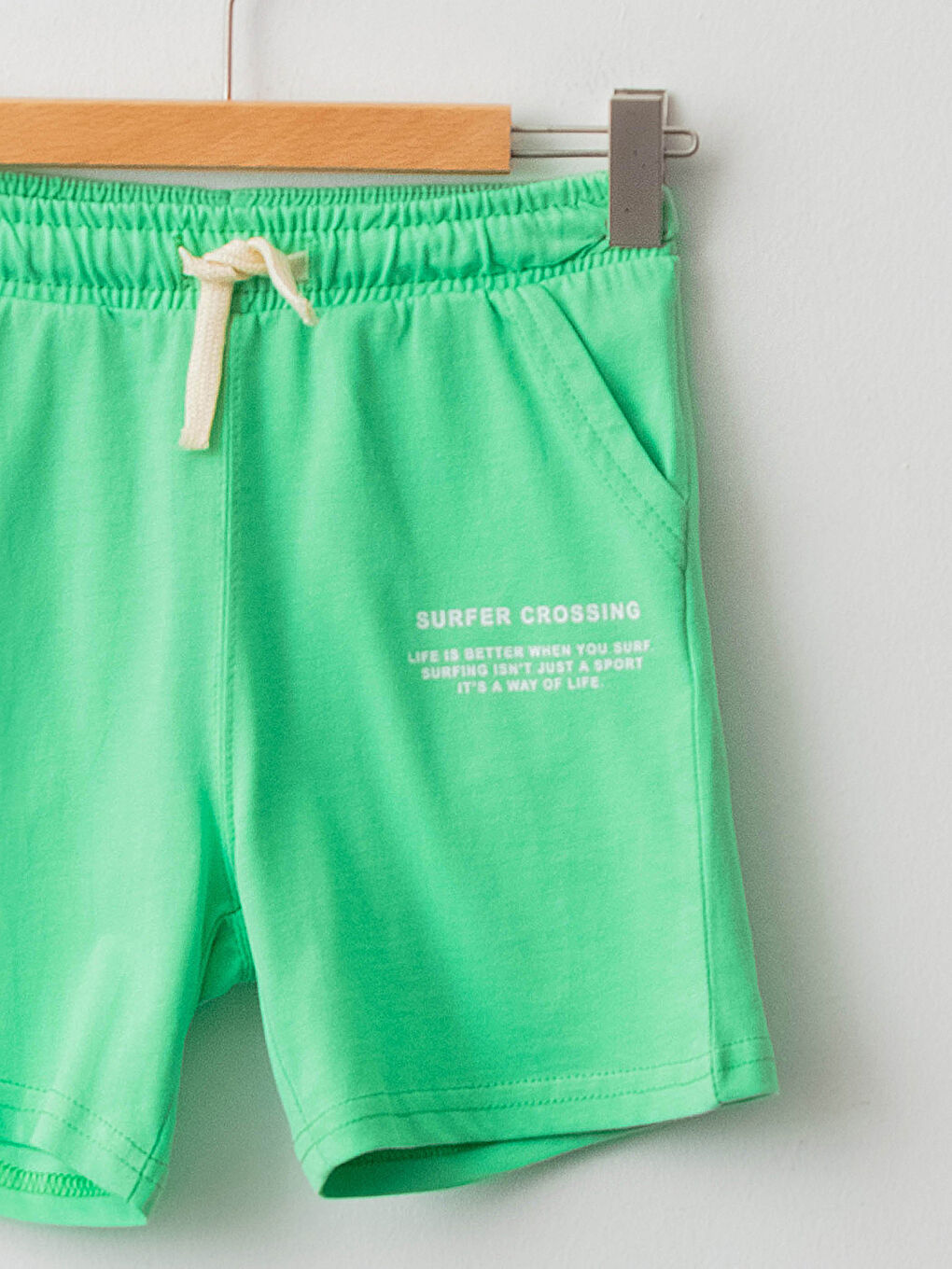 Yeşil Beli Lastikli Baskılı Erkek Çocuk Şort-2