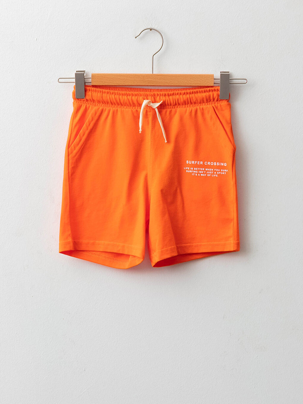 Turuncu Beli Lastikli Baskılı Erkek Çocuk Şort