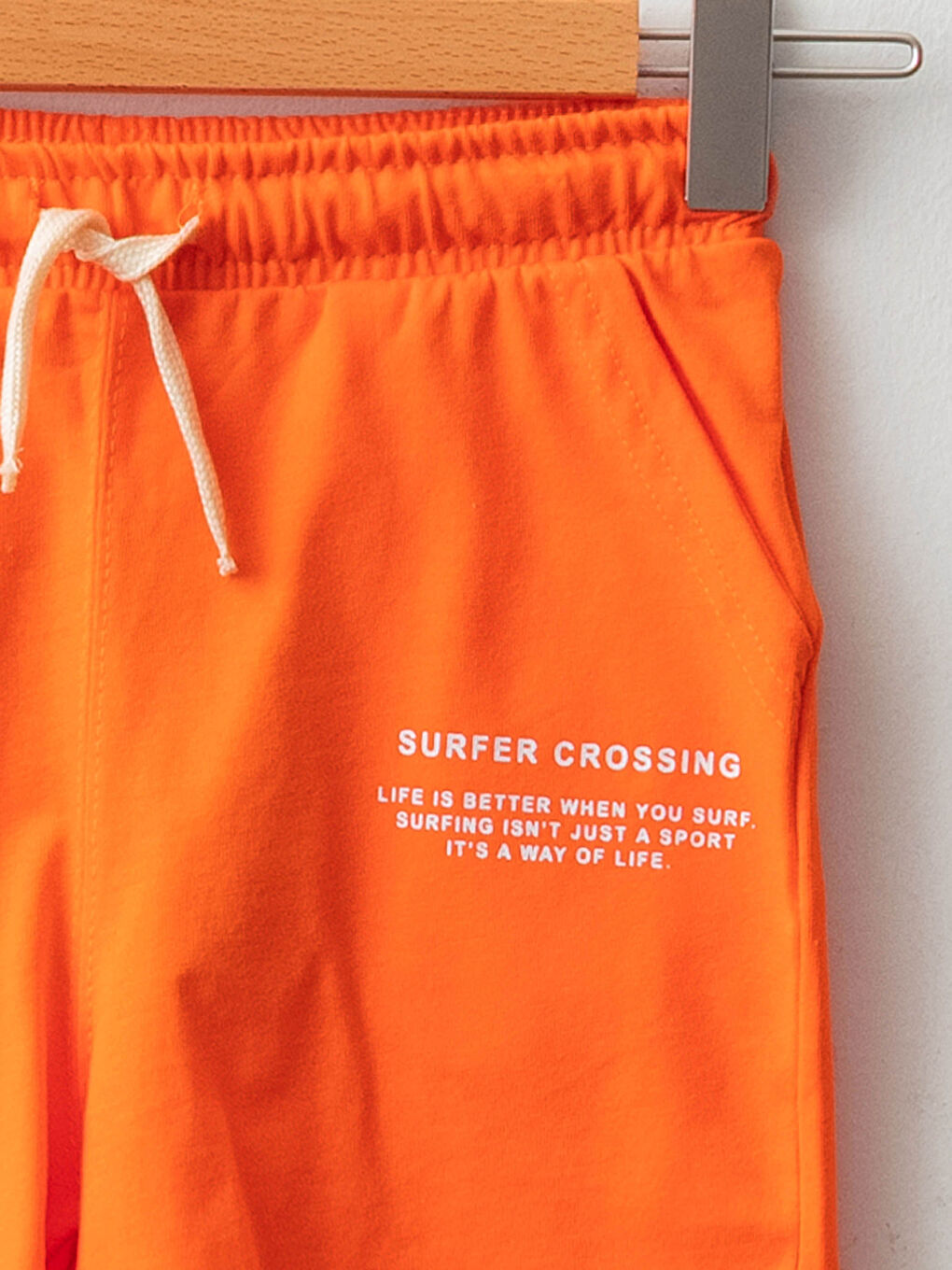 Turuncu Beli Lastikli Baskılı Erkek Çocuk Şort-2