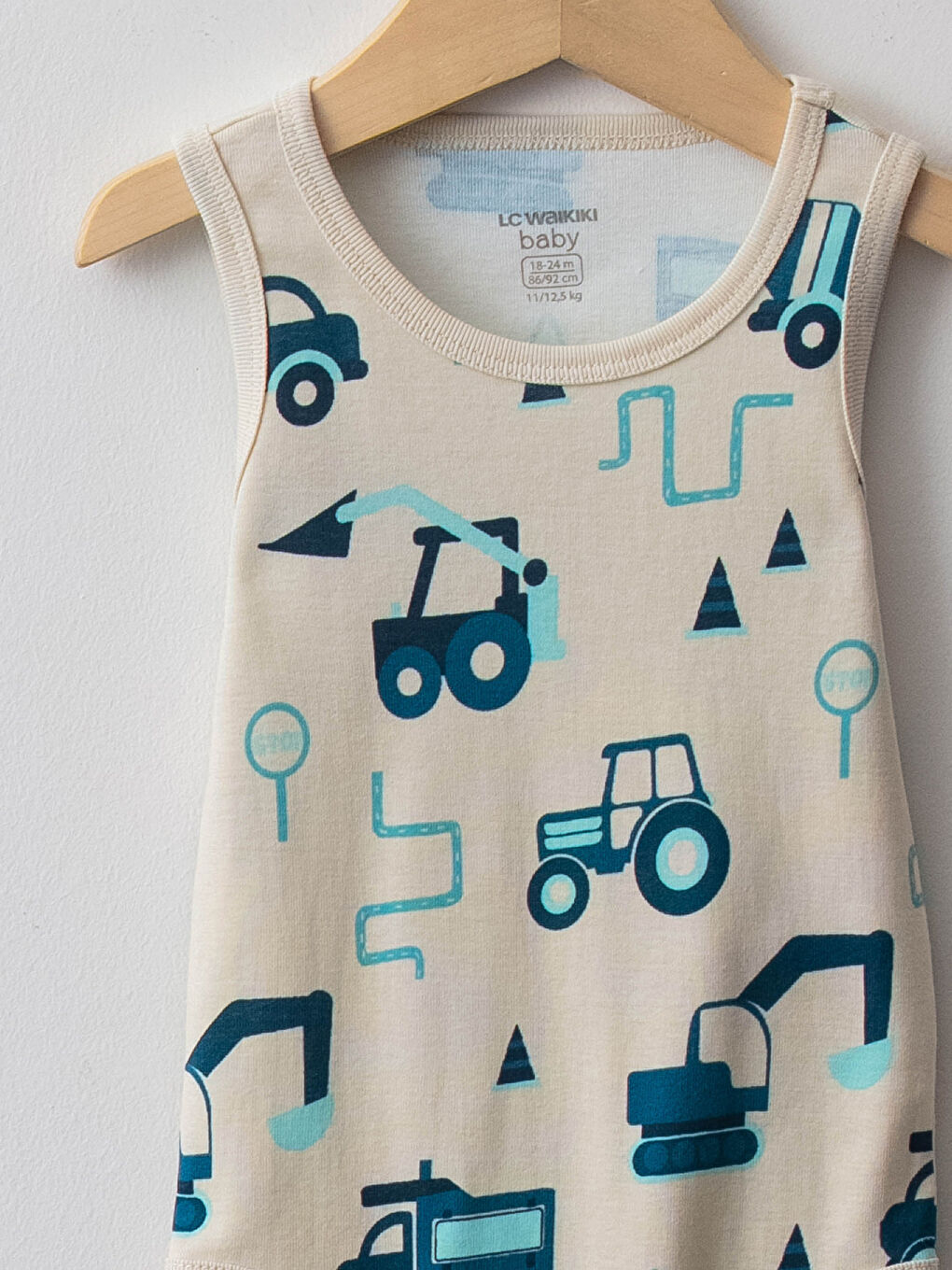 Crew Neck Printed Cotton Baby Boy Body With Snap Fastener 2 Pieces-2