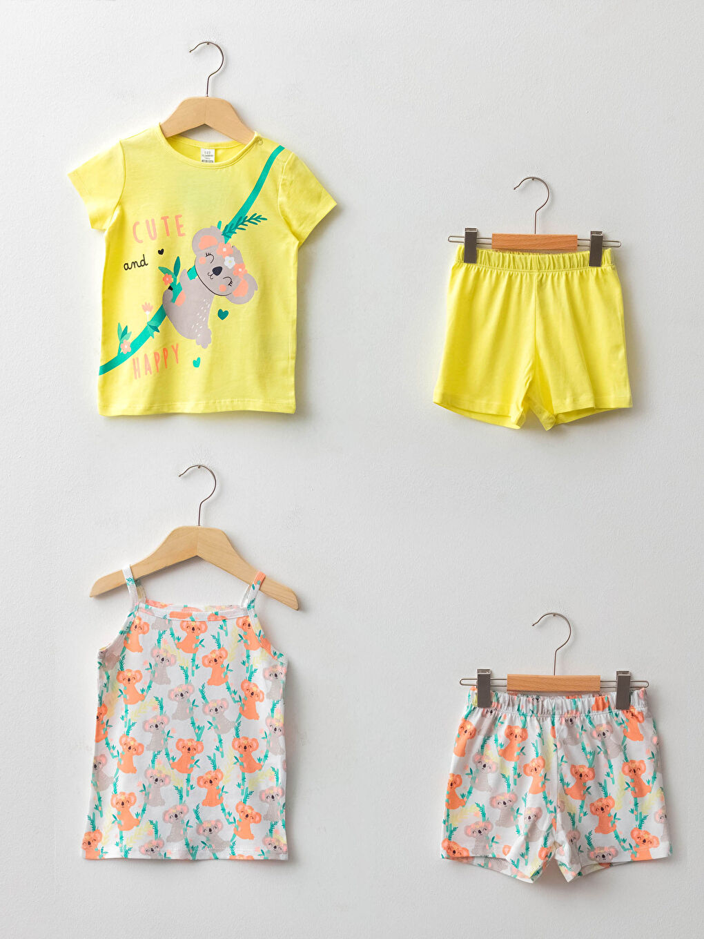 Sarı Baskılı Kız Bebek 2'li Pijama Takımı