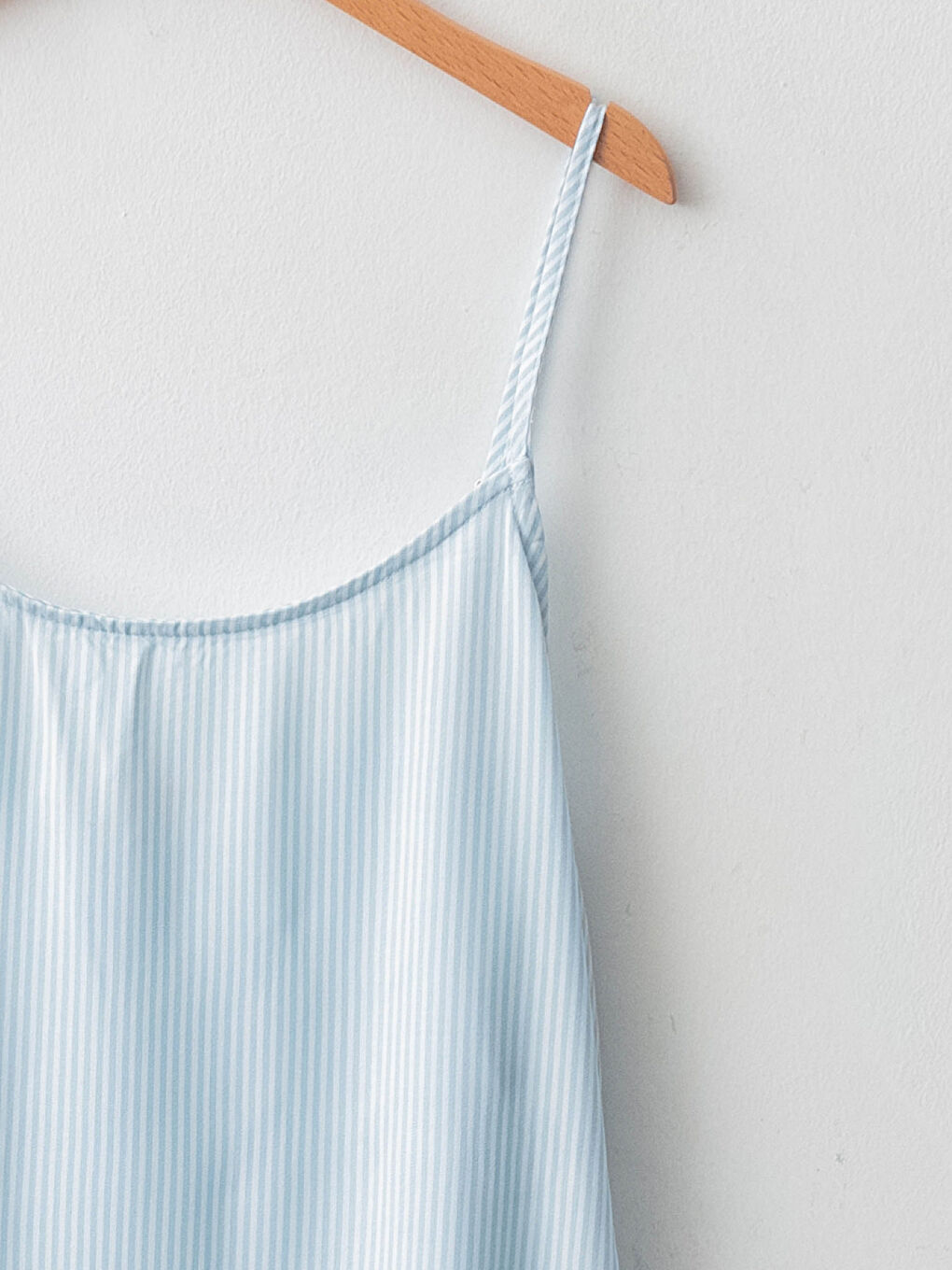 Mavi Petite Kare Yaka İp Askılı Çizgili Viskon Kadın Gecelik-7