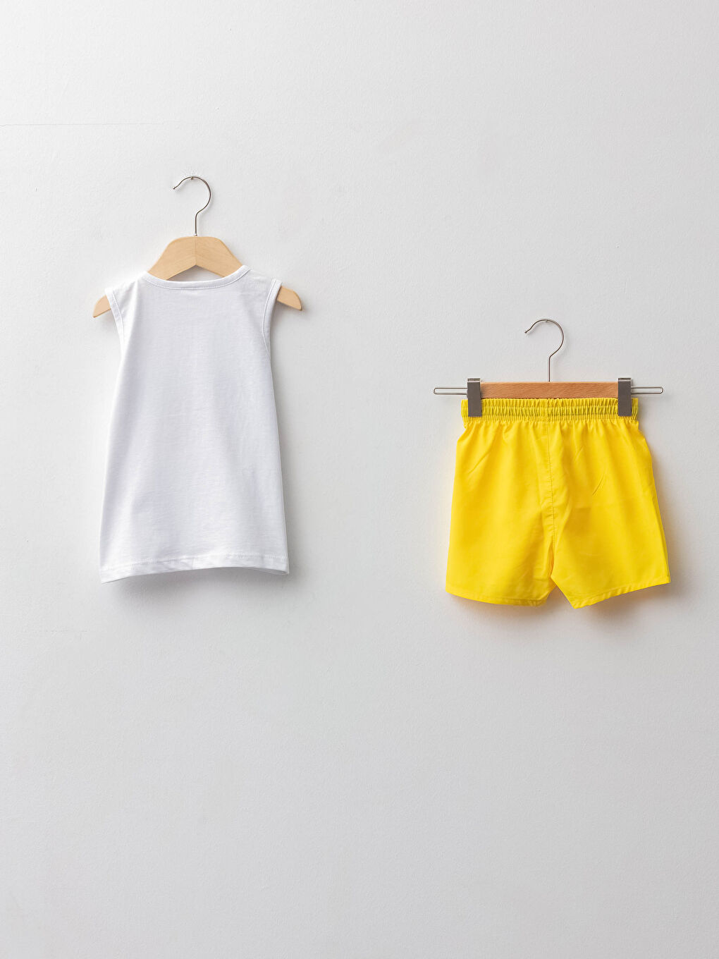 Beyaz Bisiklet Yaka Baskılı Erkek Bebek Yüzme Takım-1