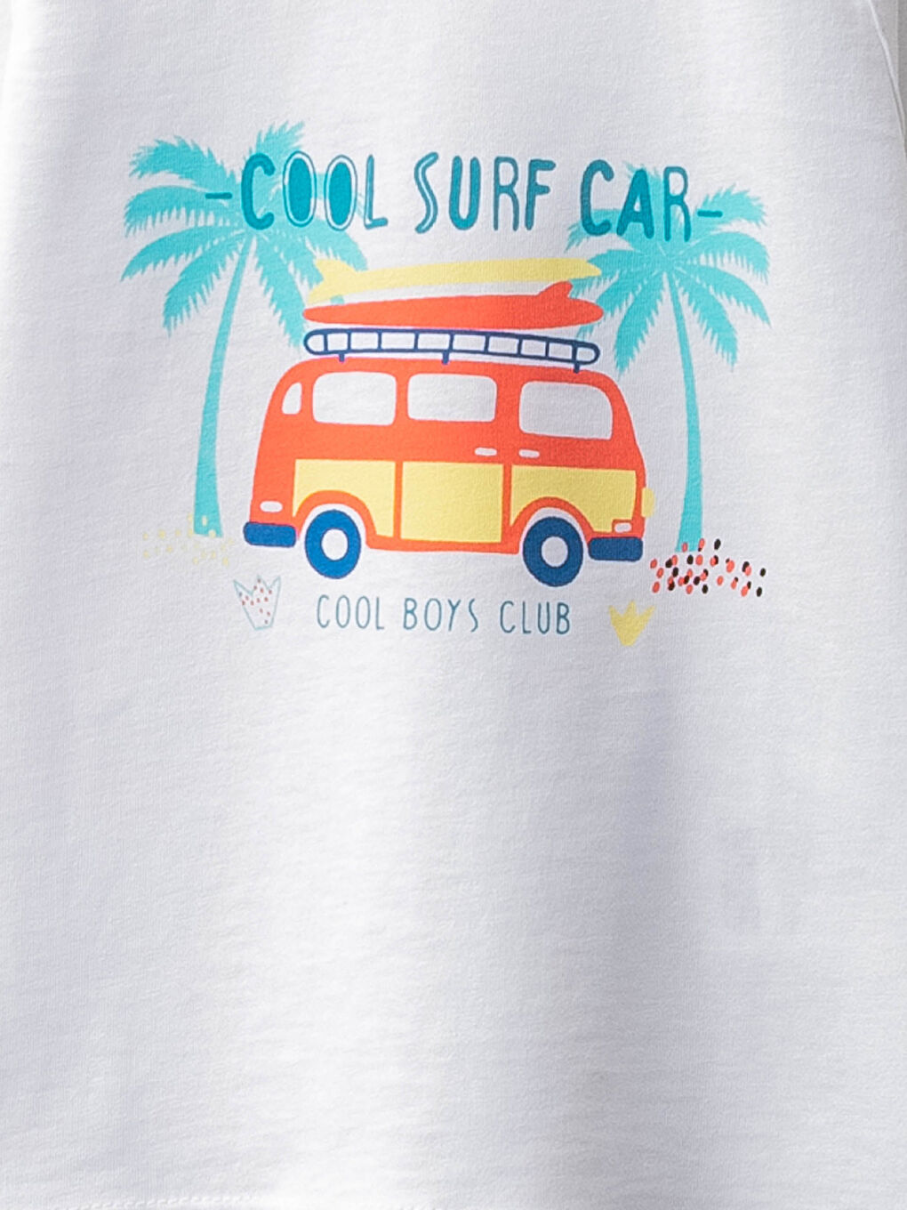 Beyaz Bisiklet Yaka Baskılı Erkek Bebek Yüzme Takım-2