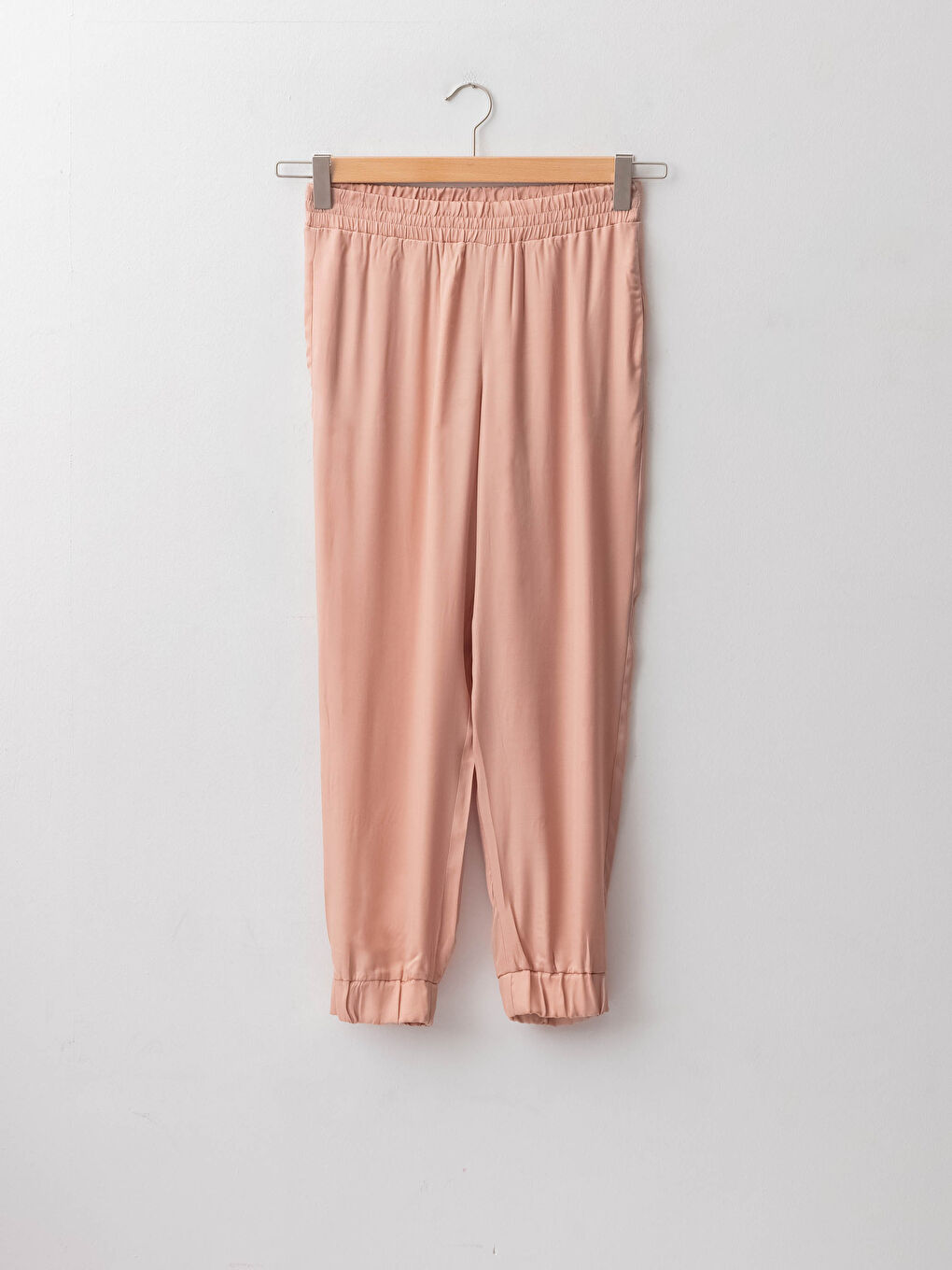 LCW Vision Elastic Waist Wide Fit Straight Pocket Detailed Viscose Women's Trousers -S1M079Z8-GSC