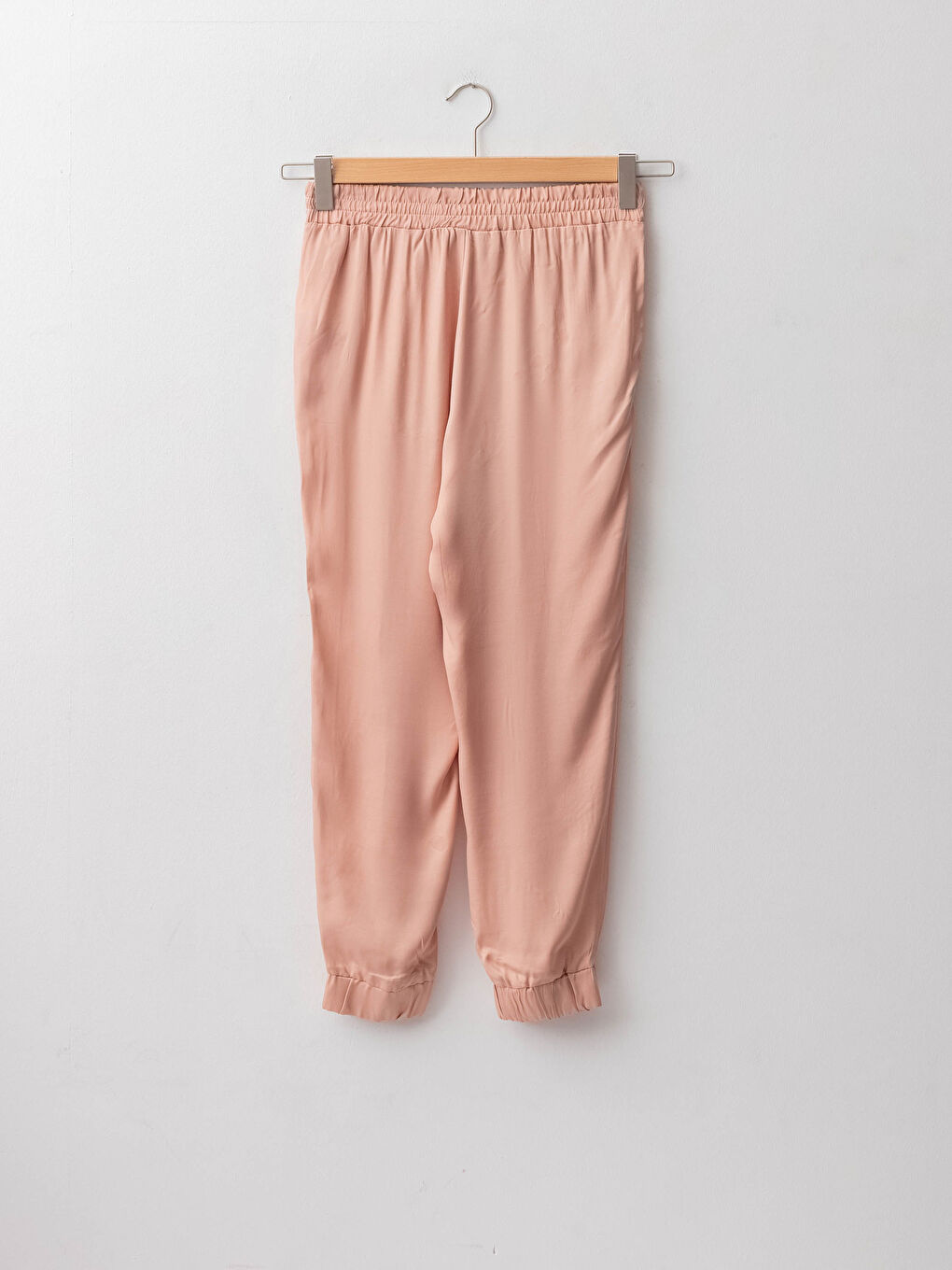 LCW Vision Elastic Waist Wide Fit Straight Pocket Detailed Viscose Women's Trousers -S1M079Z8-GSC