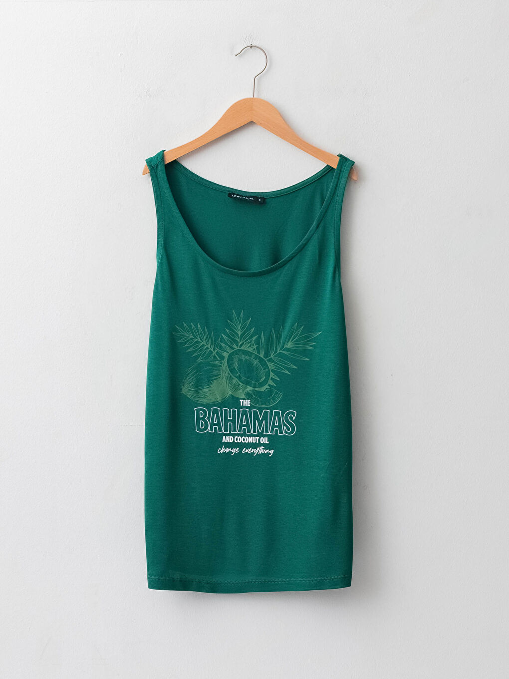 Top majica sa U izrezom, bretelama i štampom od viskoze za žene-11