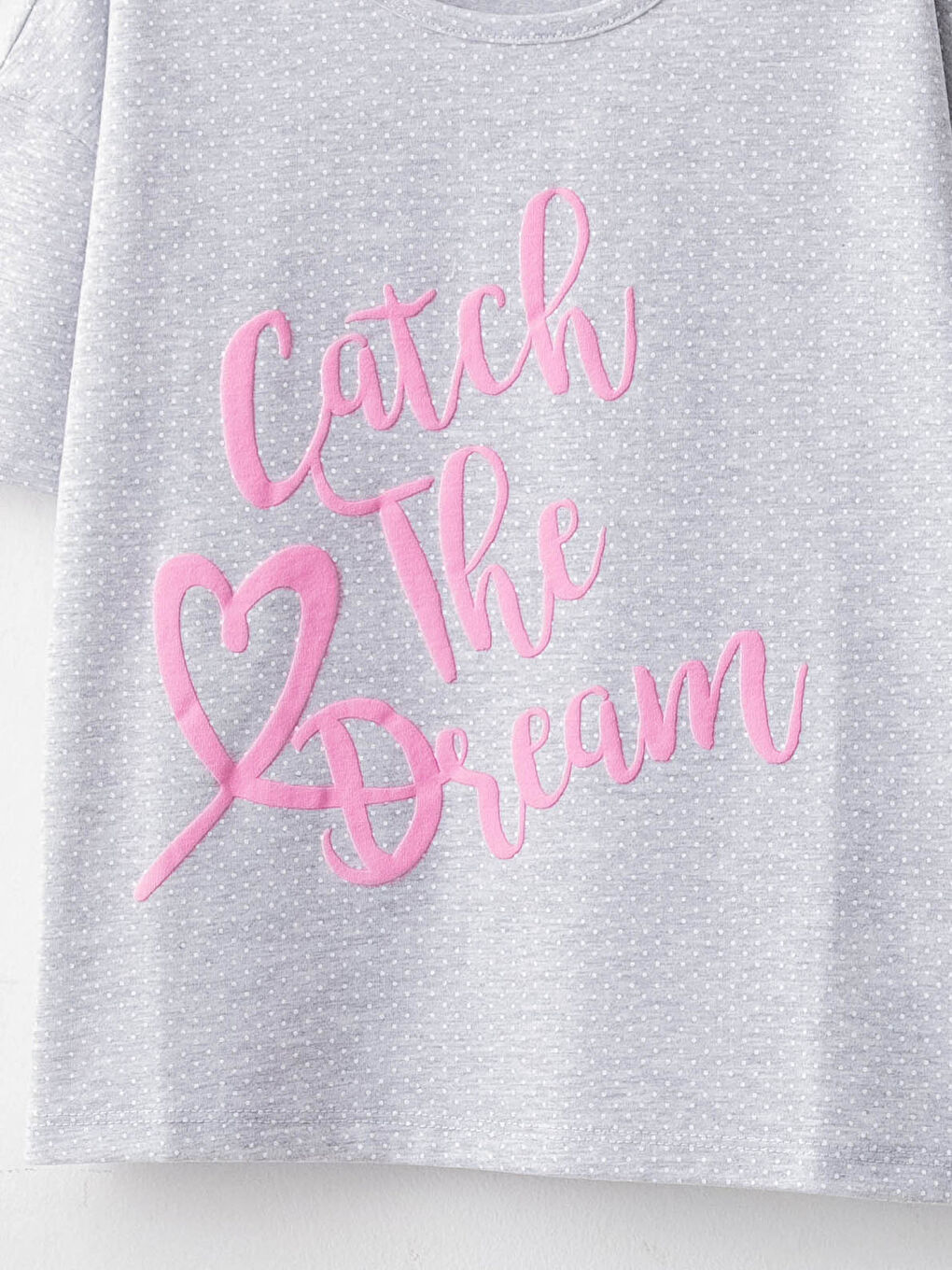 Gri Bisiklet Yaka Baskılı Kısa Kollu Kız Çocuk Pijama Takımı-2