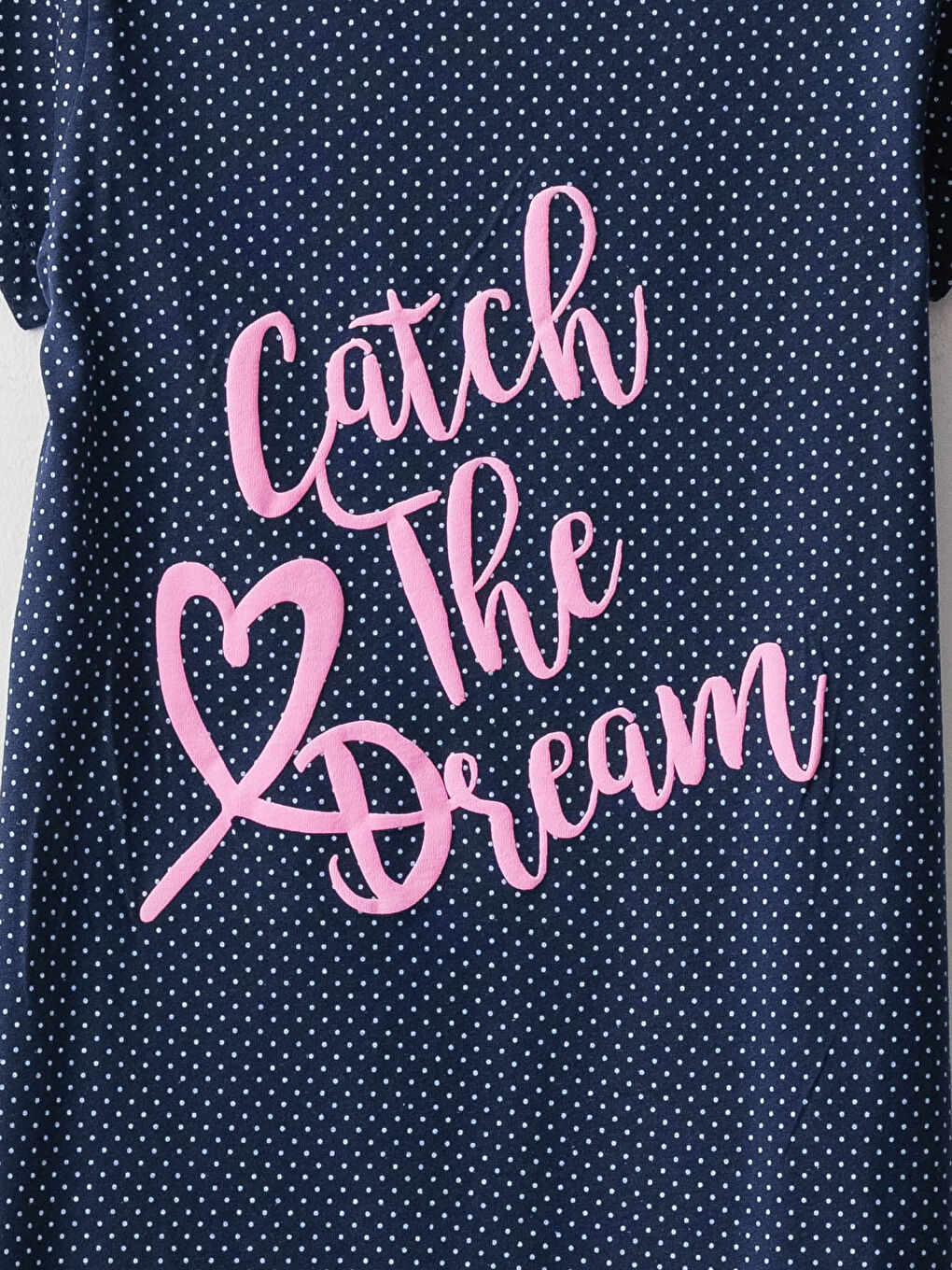 Lacivert Bisiklet Yaka Baskılı Kısa Kollu Kız Çocuk Gecelik-2