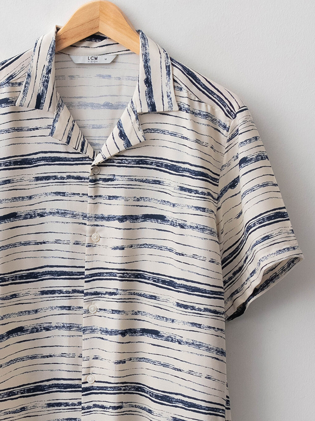 Beyaz Slim Fit Kısa Kollu Desenli Viskon Erkek Gömlek-7