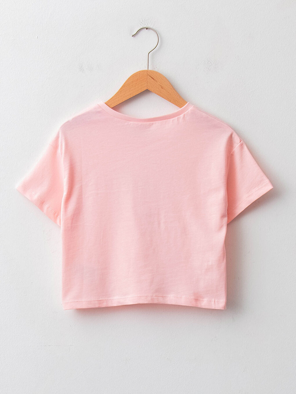 Pembe Bisiklet Yaka Nostaljik Maymun Baskılı Kısa Kollu Pamuklu Çocuk Tişört-1