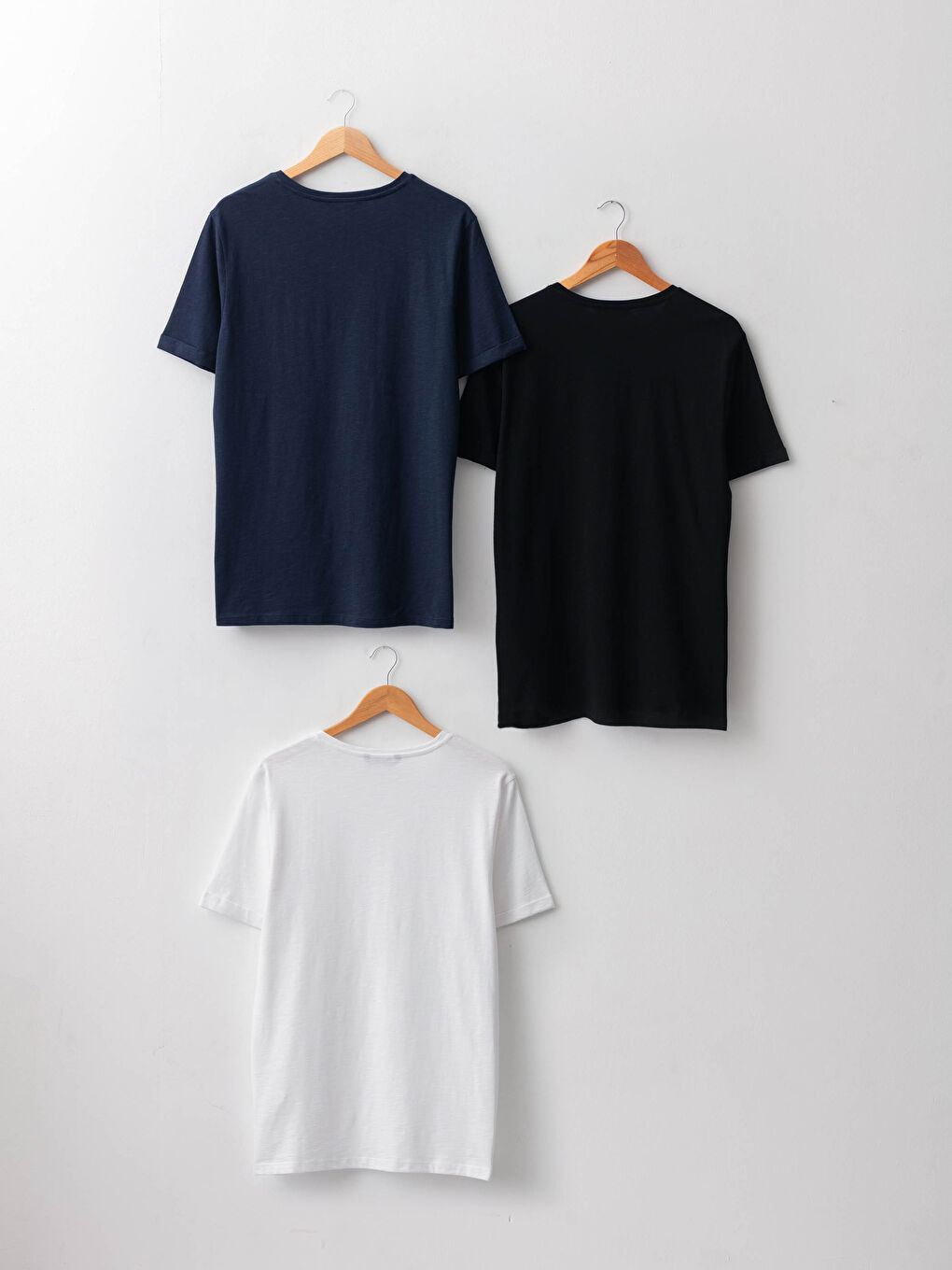 Siyah Bisiklet Yaka Kısa Kollu Basic Penye Erkek Tişört 3'lü-9