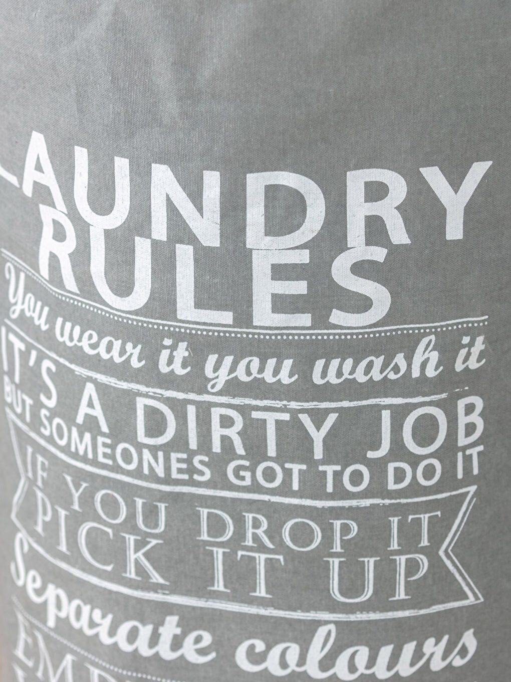 Beyaz Slogan Baskılı Çamaşır Sepeti 45x60 cm-1