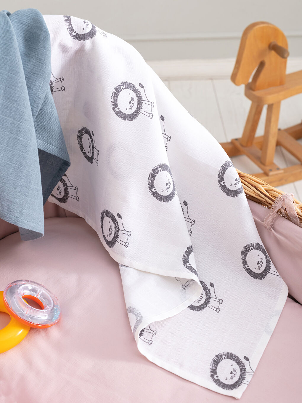 Cotton Baby Boy Muslin Blanket 2 Pieces