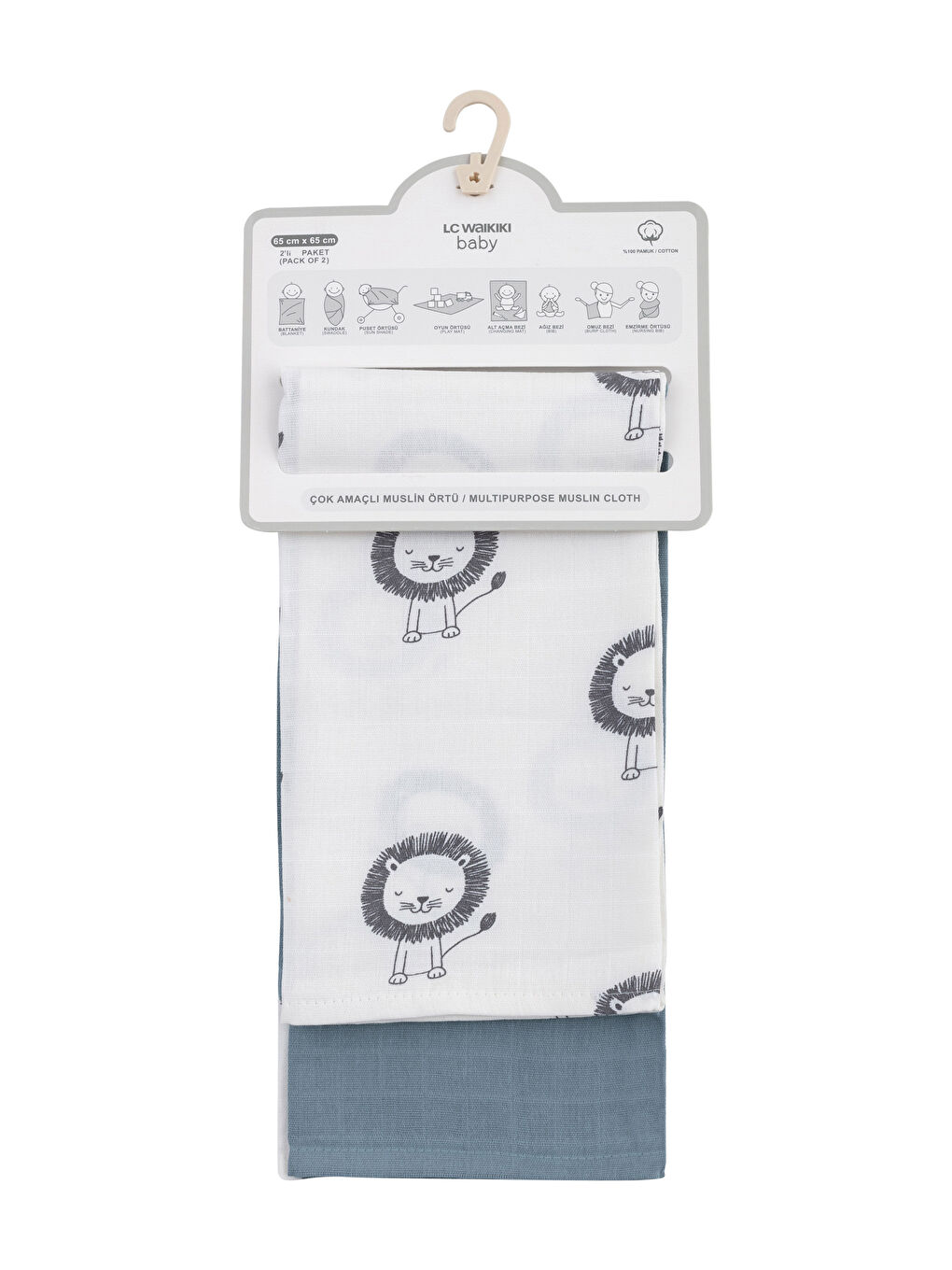Cotton Baby Boy Muslin Blanket 2 Pieces-3