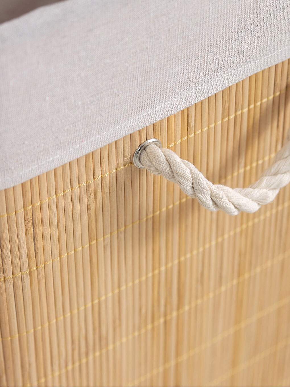 Kahverengi Kapaklı Bambu Çamaşır Sepeti 39x29x56 cm-2