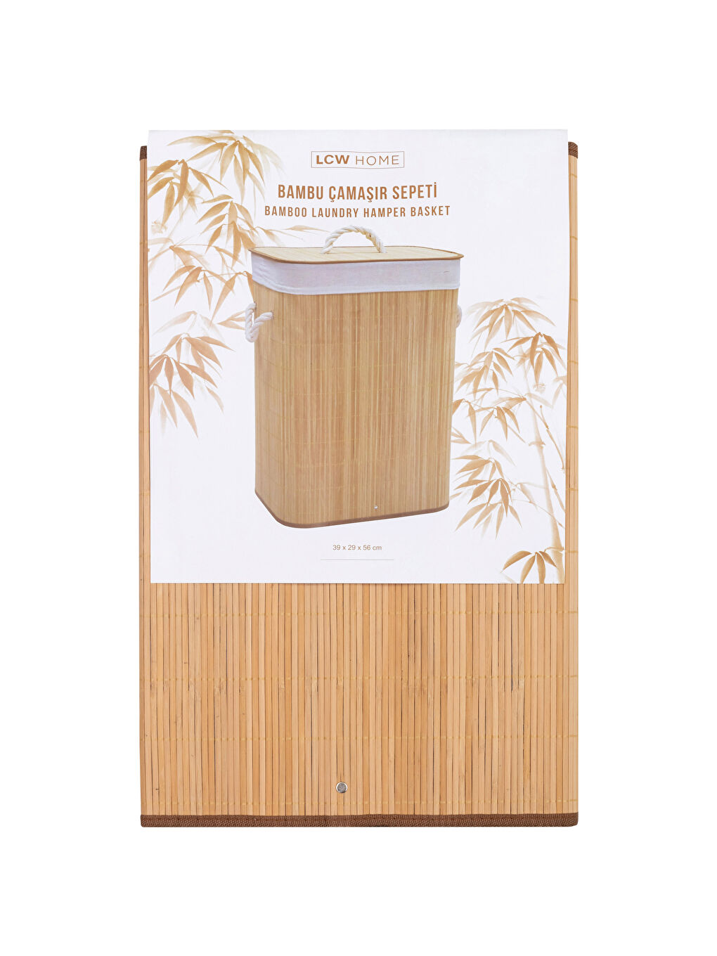 Kahverengi Kapaklı Bambu Çamaşır Sepeti 39x29x56 cm-3