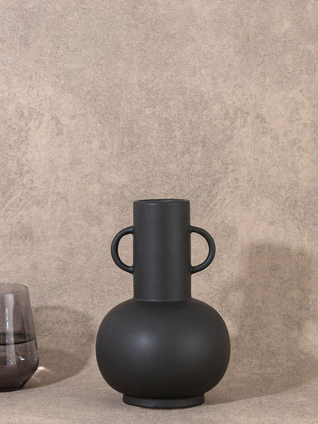 Siyah Dekoratif Seramik Vazo 14x14x21 cm-2