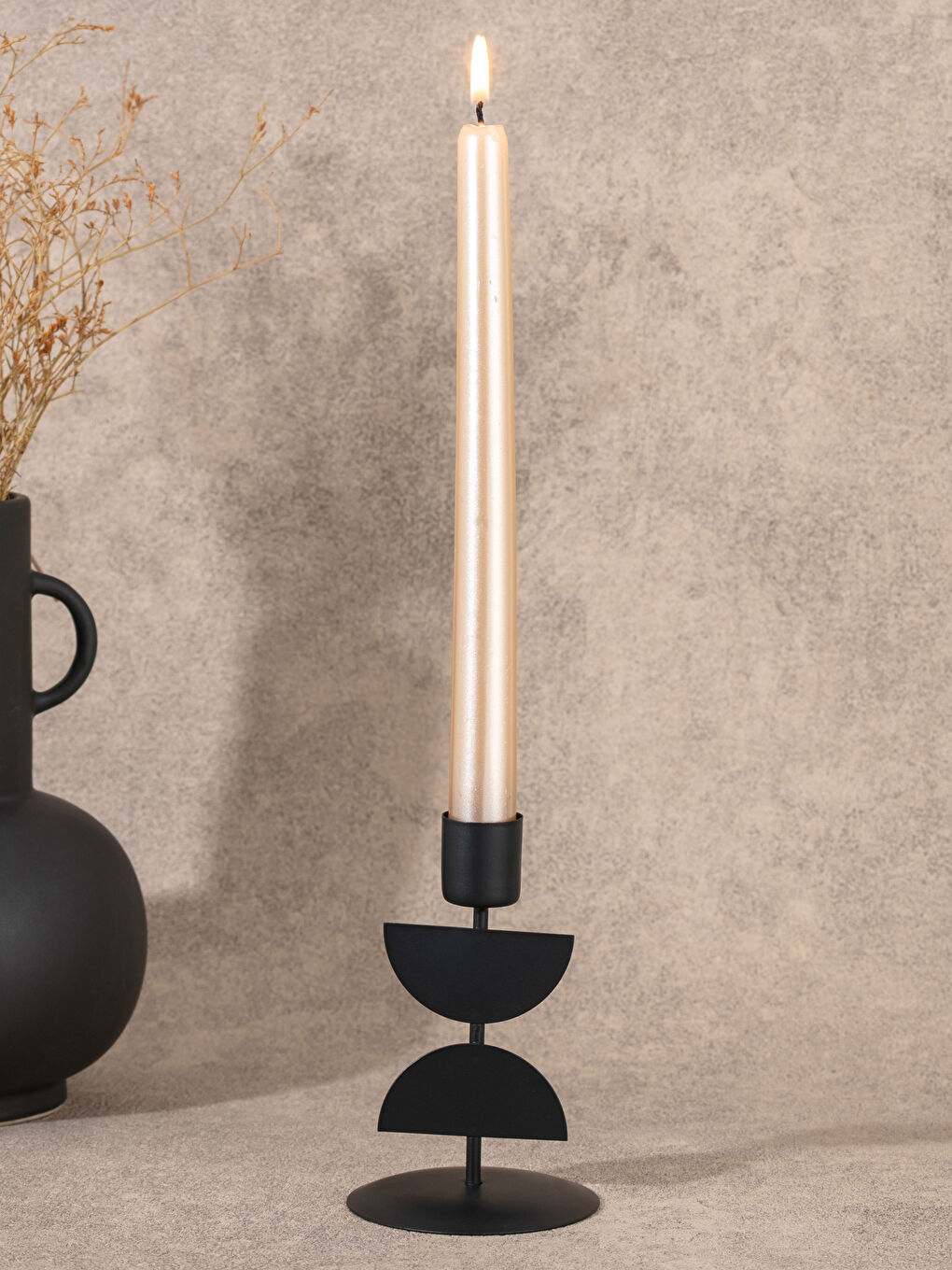 Siyah Dekoratif Metal Şamdan 8x8x13 cm