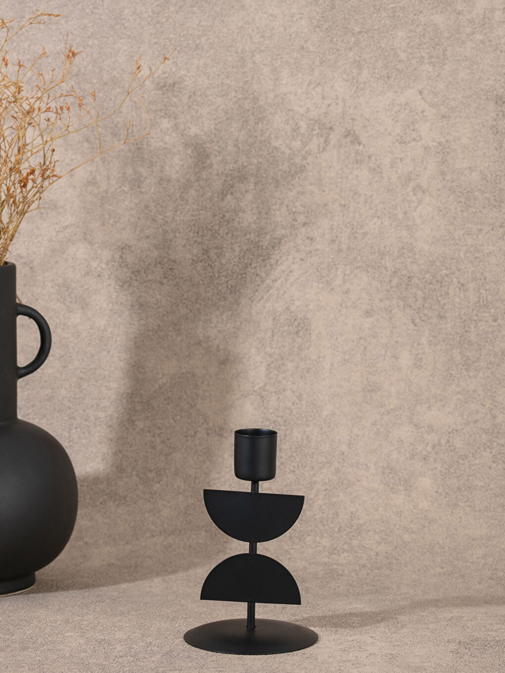 Siyah Dekoratif Metal Şamdan 8x8x13 cm-1