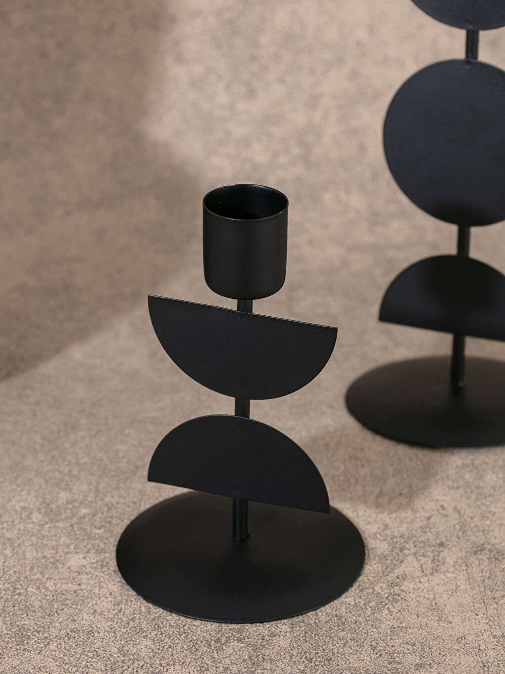 Siyah Dekoratif Metal Şamdan 8x8x13 cm-2