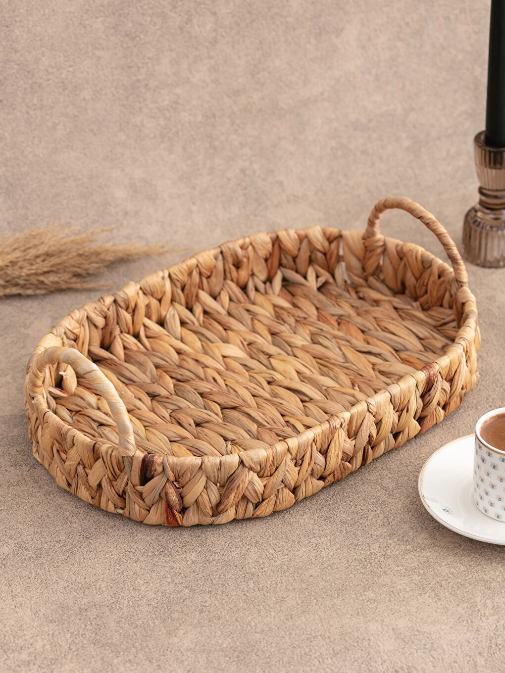 Kahverengi Hasır Tepsi 34x23x5 cm