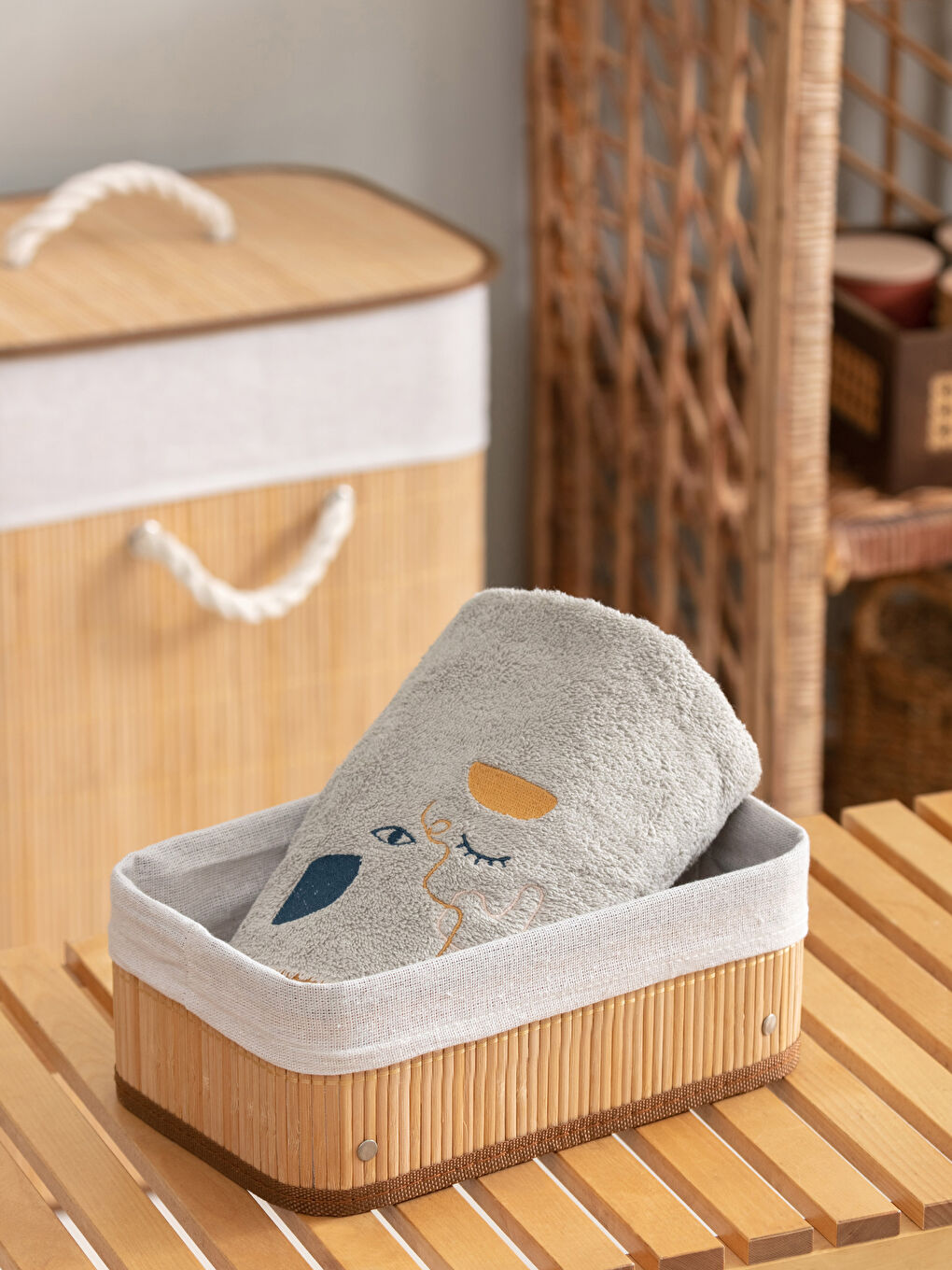 Kahverengi Bambu Organizer Sepet 26x16x10 cm