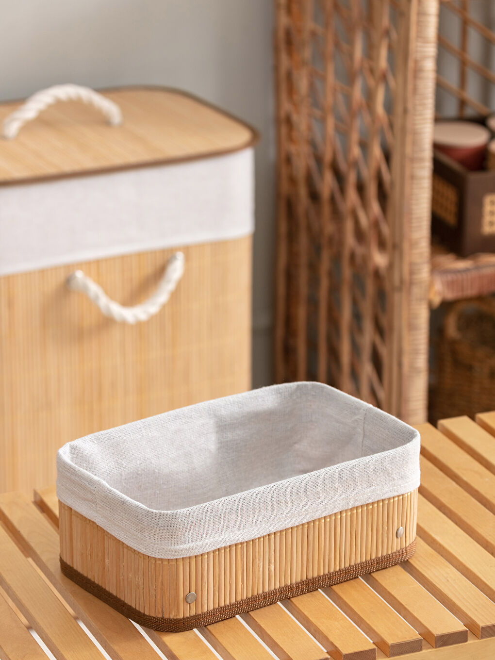 Kahverengi Bambu Organizer Sepet 26x16x10 cm-1