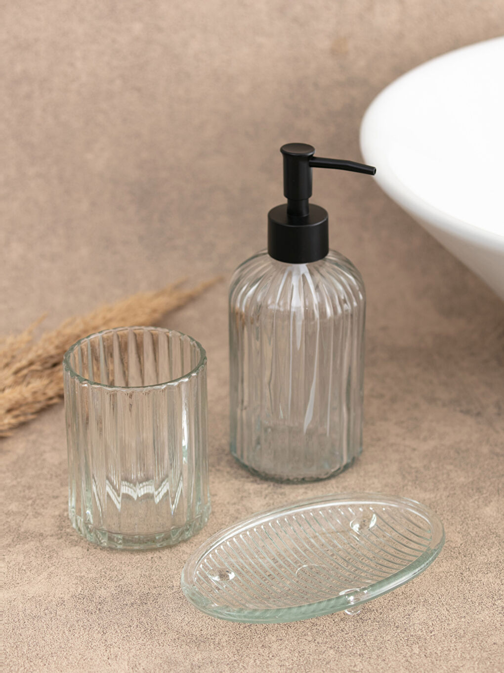 Renksiz Cam Banyo Seti 3'lü-1