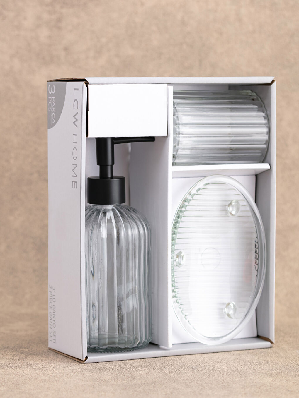 Renksiz Cam Banyo Seti 3'lü-2