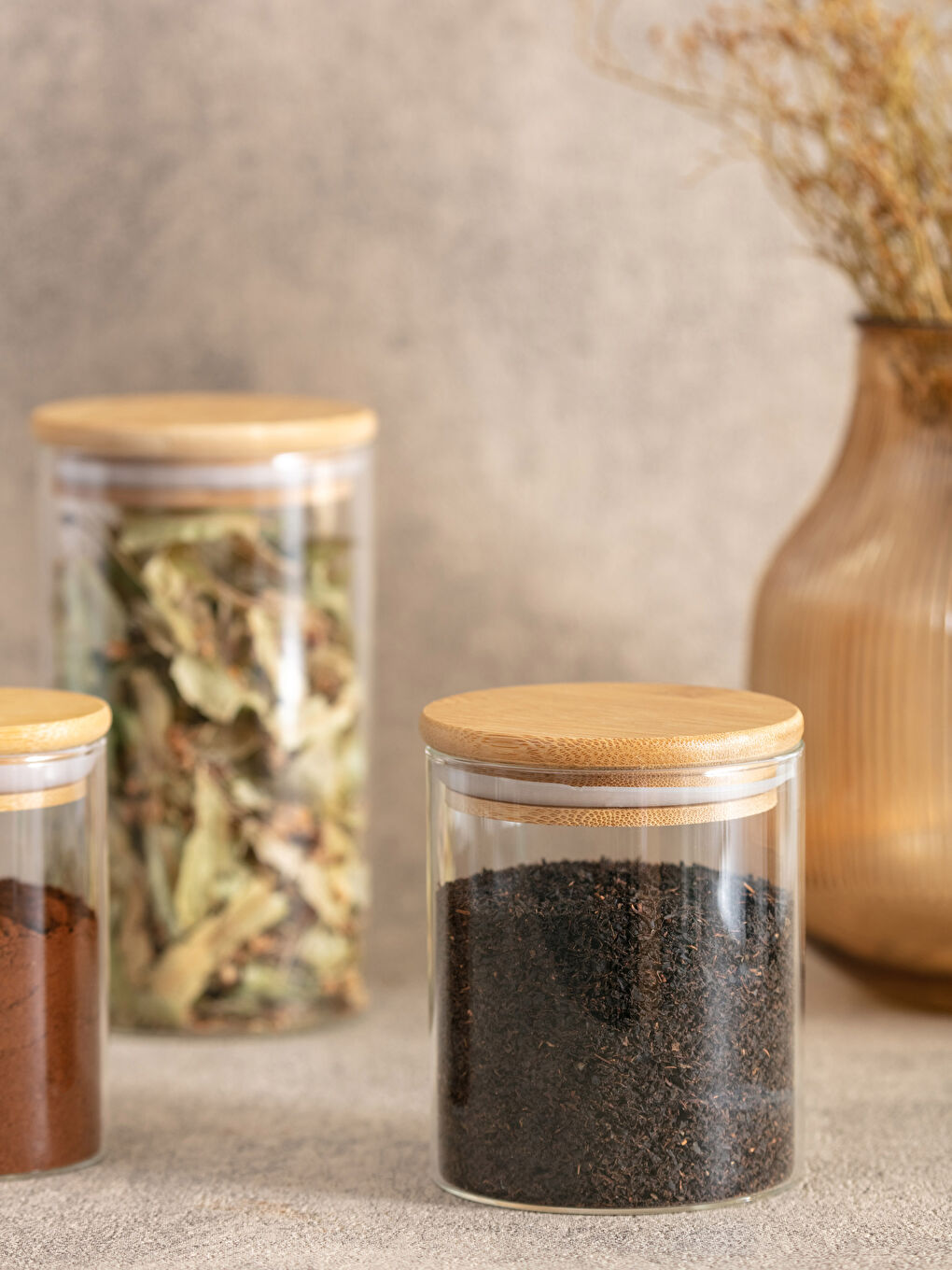 Renksiz Ahşap Kapaklı Cam Kavanoz 450 ml