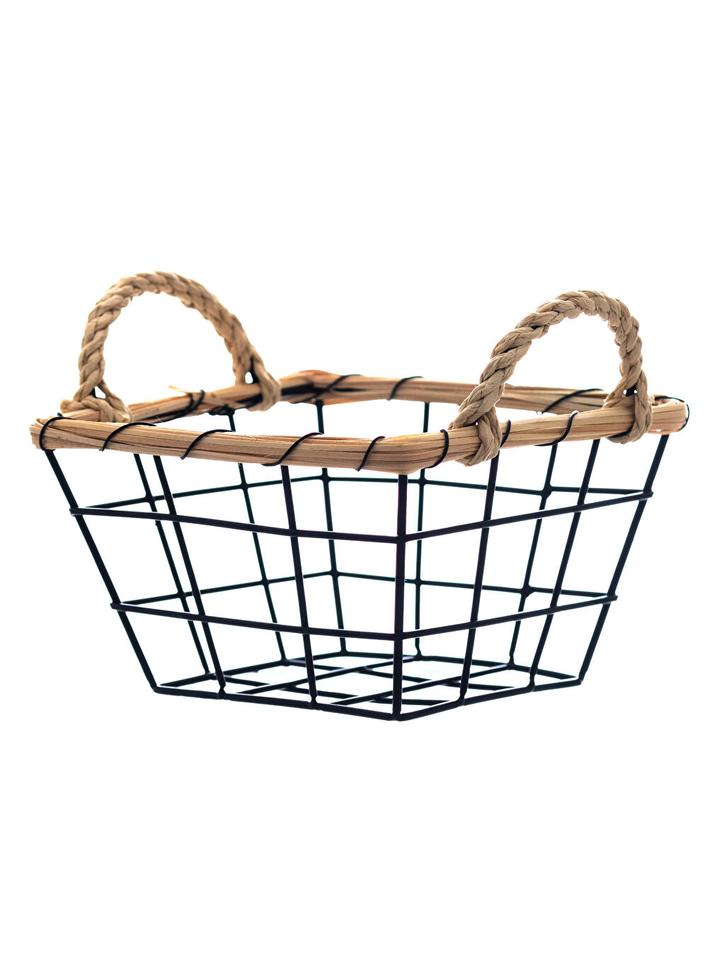 Siyah Hasır Detaylı Metal Sepet 16x11x10 cm-2