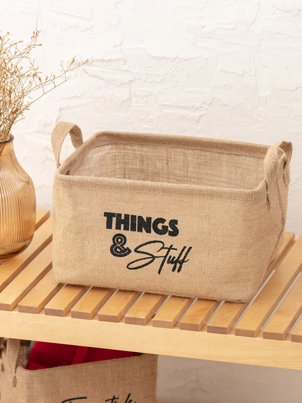 Siyah Slogan Baskılı Organizer Sepet 28x20x16 cm-1