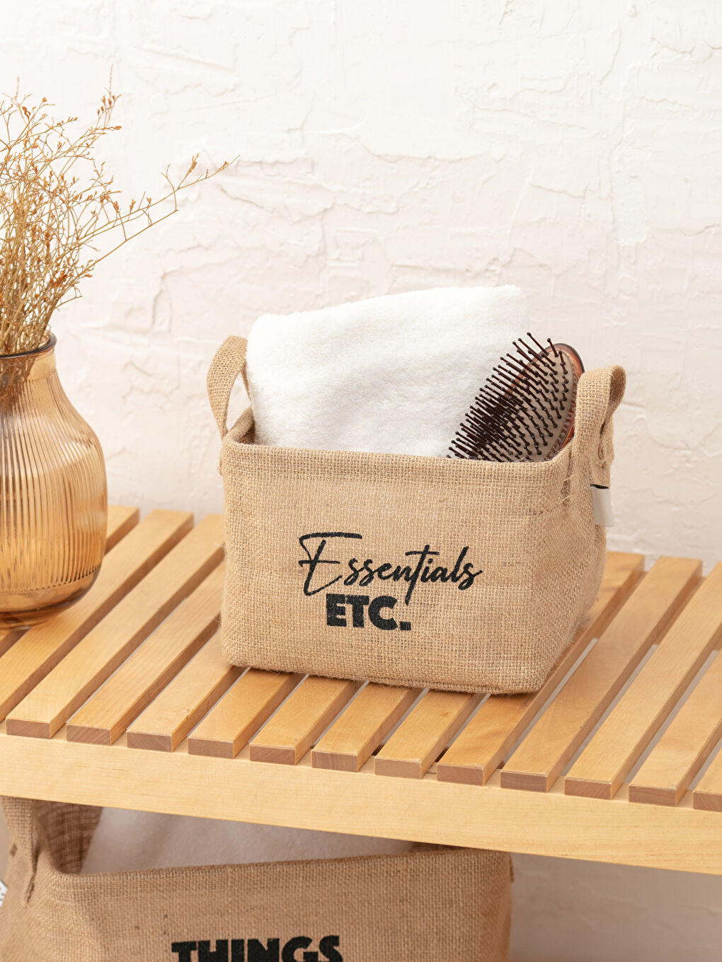 Slogan Printed Organizer Basket 20x16x14 Cm -S24264Z8-LQJ
