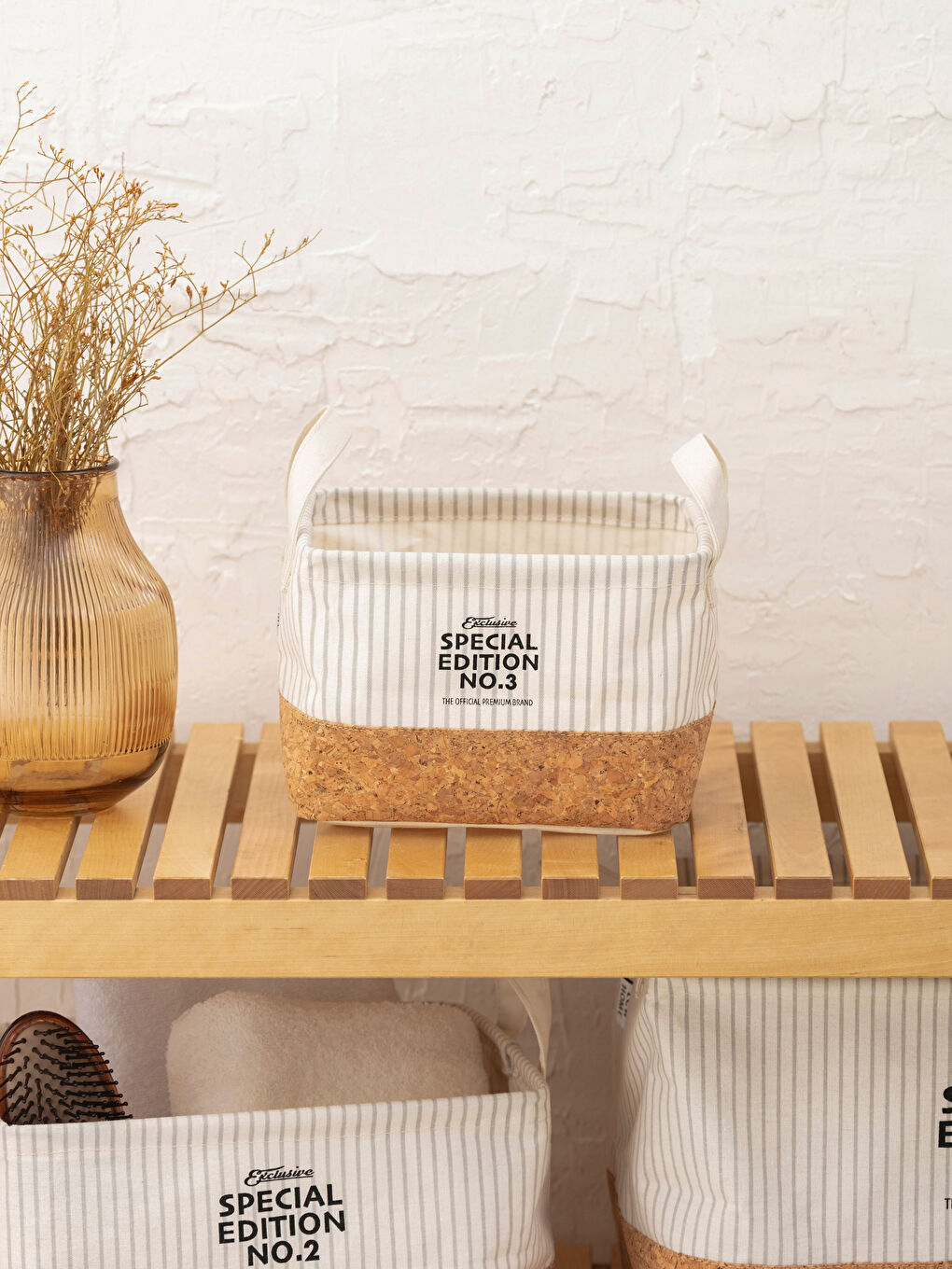Slogan Printed Organizer Basket 20x16x14 Cm -S24268Z8-F9C
