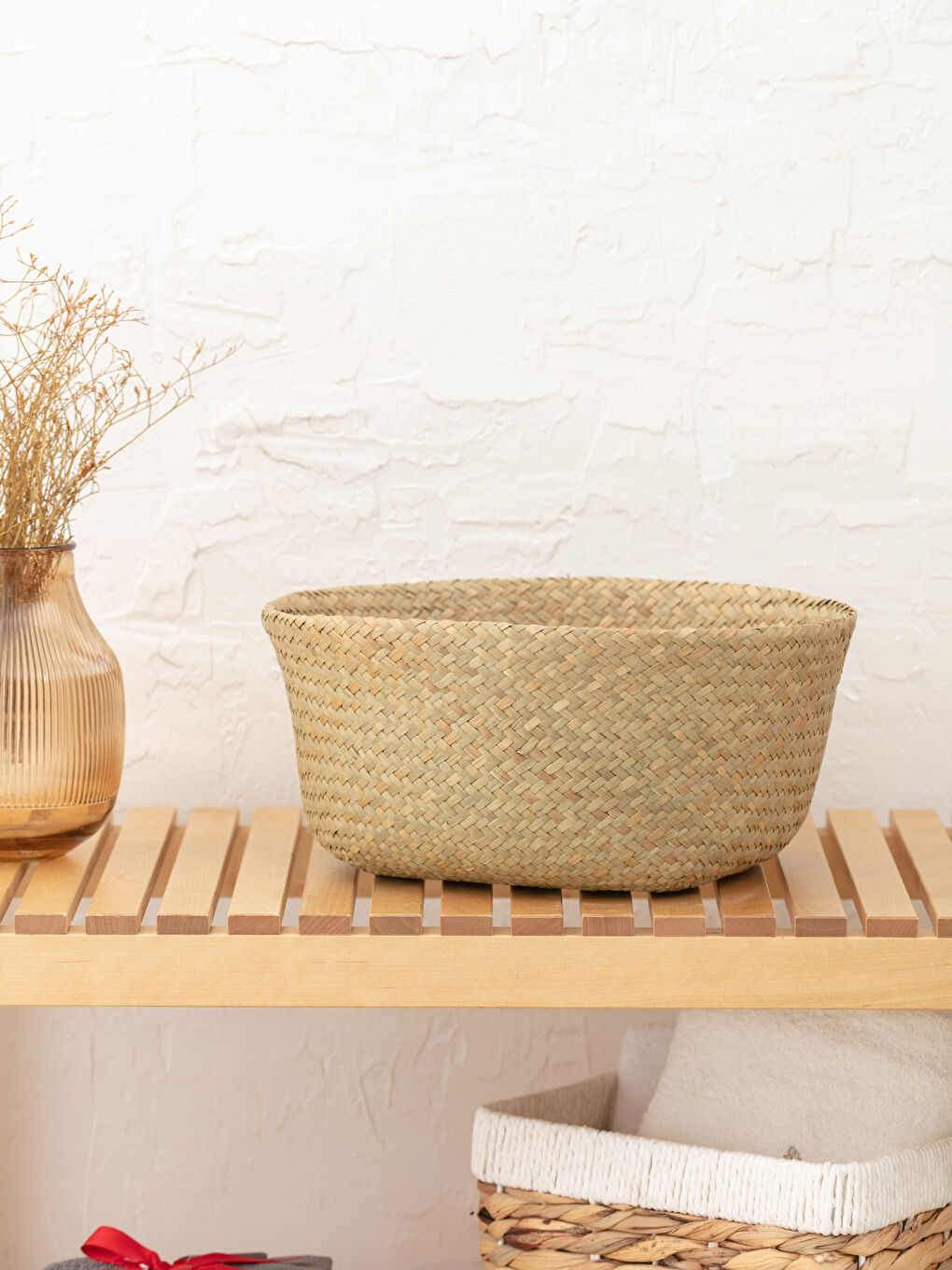 Kahverengi Organizer Hasır Sepet 32x28 cm-1