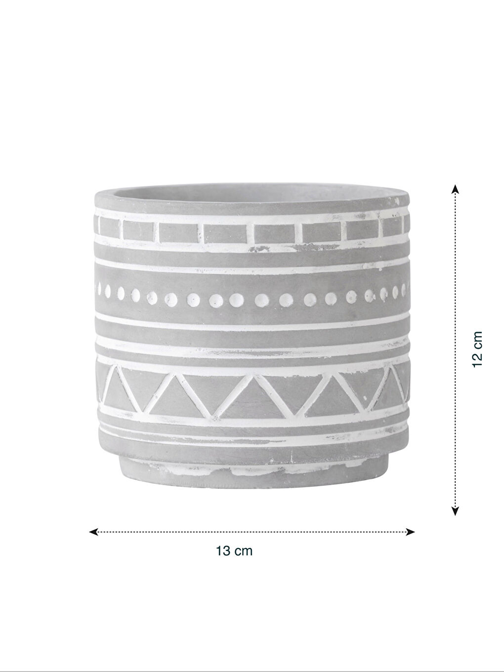 LCW HOME Beyaz Baskılı Geometrik Desenli Dekoratif Saksı 13x13x12 Cm - 3