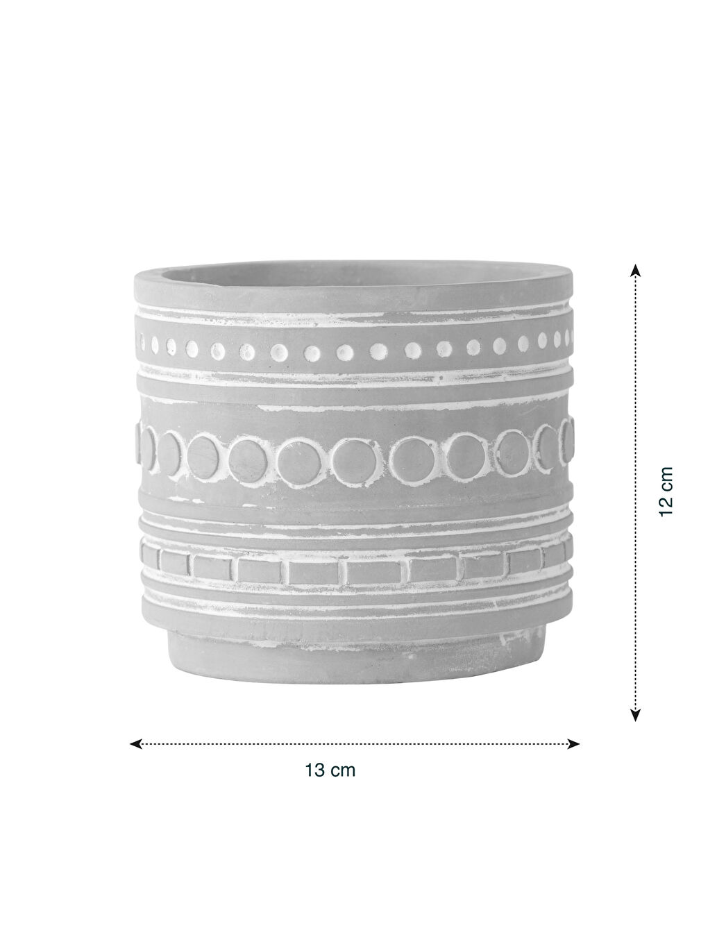 Beyaz Geometrik Desenli Dekoratif Saksı 13x13x12 cm-3
