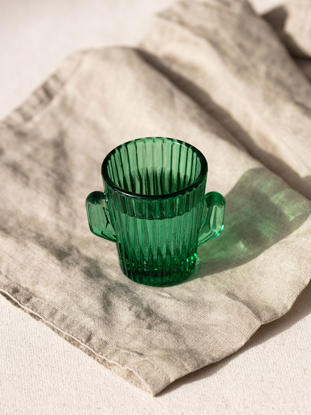 Yeşil Cam Kaktüs Kahve Yanı Su Bardağı 6 cm-1