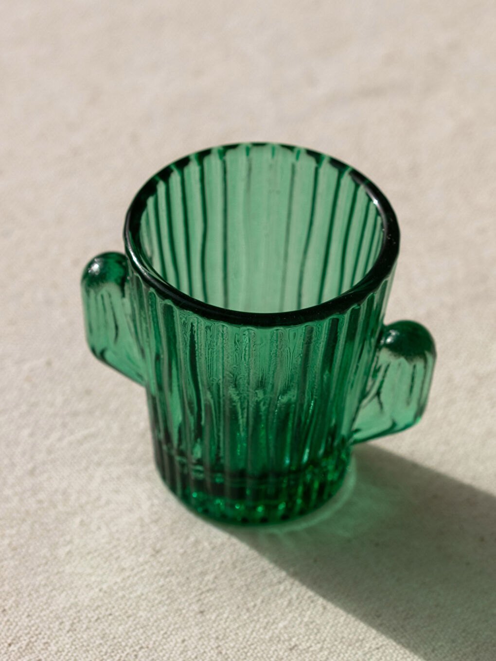 Yeşil Cam Kaktüs Kahve Yanı Su Bardağı 6 cm-2