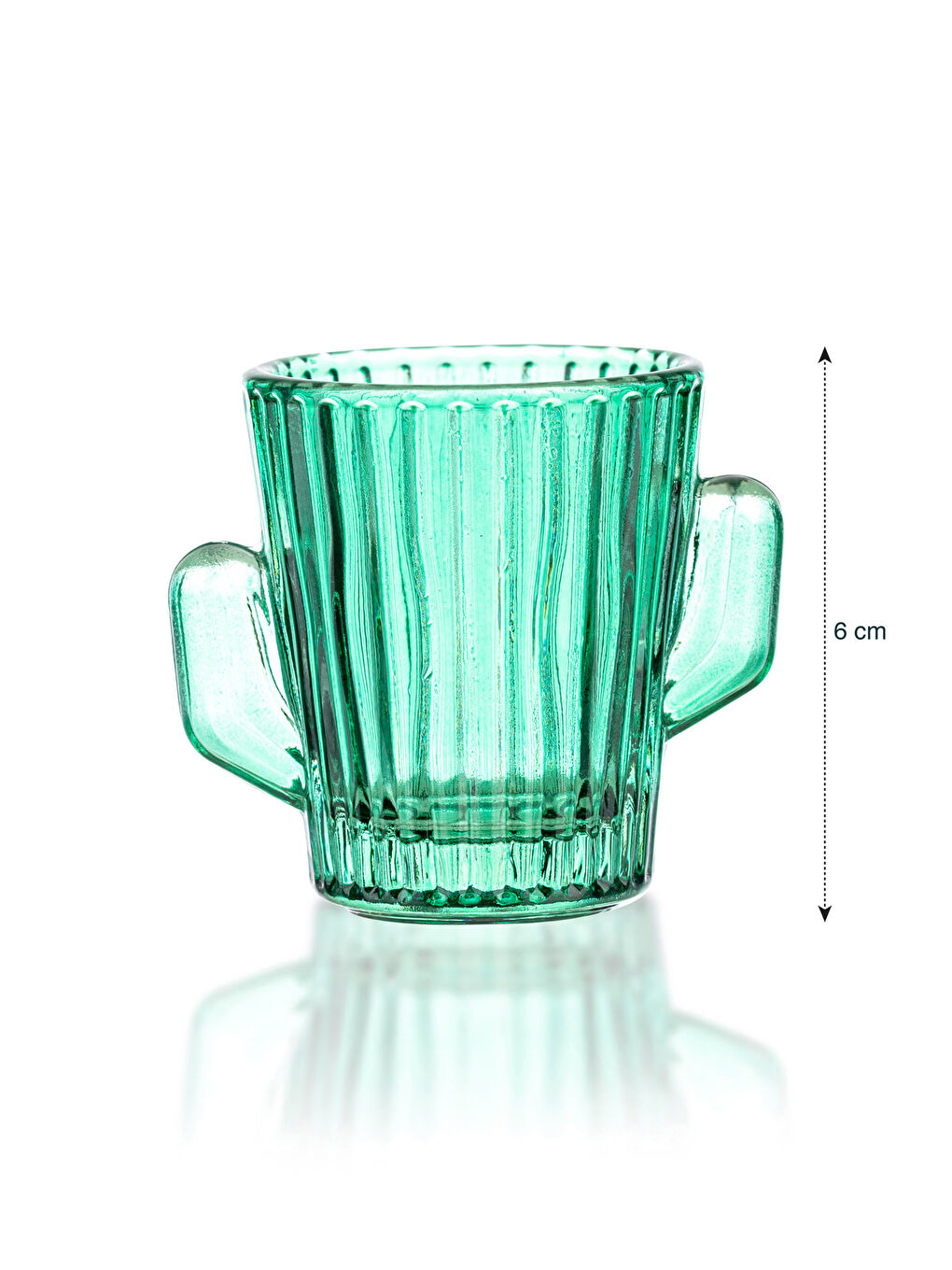 Yeşil Cam Kaktüs Kahve Yanı Su Bardağı 6 cm-3